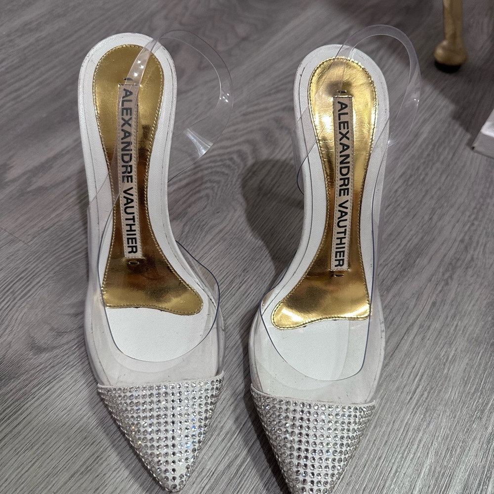 Alexandre Vauthier Clear and Gold Studded Heels